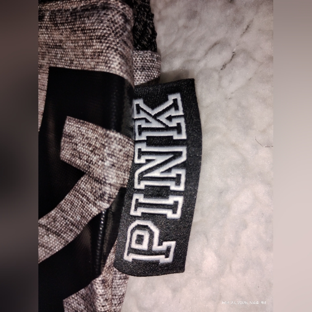 "PINK" VICTORIA'S SECRET GRAY AND BLACK MEDIUM TOTE BAG - Picture 2 of 10
